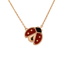 Van Cleef & Arpels Lucky Spring Ladybug Pendant Necklace Carnelian, Onyx 18K Rose Gold