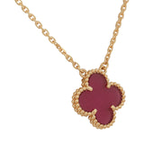 Van Cleef & Arpels Vintage Alhambra Pendant Necklace Pink Enamel 18K Yellow Gold - Thumbnail View 3