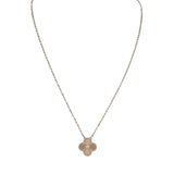 Van Cleef & Arpels 2024 Holiday Vintage Alhambra Pendant Necklace Rose Gold Guilloche 18K White Gold & Diamonds - Thumbnail View 1
