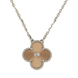 Van Cleef & Arpels 2024 Holiday Vintage Alhambra Pendant Necklace Rose Gold Guilloche 18K White Gold & Diamonds - Thumbnail View 2