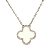 Van Cleef & Arpels 2024 Holiday Vintage Alhambra Pendant Necklace Rose Gold Guilloche 18K White Gold & Diamonds - Thumbnail View 4