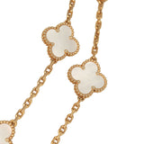 Van Cleef & Arpels Vintage Alhambra 20 Motif Long Necklace White Mother of Pearl, 18K Yellow Gold - Thumbnail View 4