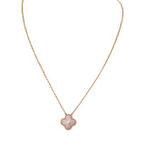 Pre-owned Van Cleef & Arpels 2025 Holiday Vintage Alhambra Pendant Necklace Pink Mother Of Pearl 18K Rose Gold & Diamonds - Thumbnail View 1