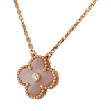Pre-owned Van Cleef & Arpels 2025 Holiday Vintage Alhambra Pendant Necklace Pink Mother Of Pearl 18K Rose Gold & Diamonds - Thumbnail View 5