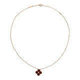 Pre-owned Van Cleef & Arpels 2011 Holiday Vintage Alhambra Pendant Necklace Carnelian 18K Rose Gold & Diamonds - Thumbnail View 6
