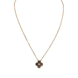 Pre-owned Van Cleef & Arpels 2023 Holiday Vintage Alhambra Pendant Necklace Silver Obsidian White Diamond Rose Gold - Thumbnail View 1