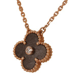 Pre-owned Van Cleef & Arpels 2023 Holiday Vintage Alhambra Pendant Necklace Silver Obsidian White Diamond Rose Gold - Thumbnail View 5
