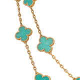 Van Cleef & Arpels Vintage Alhambra 20 Motif Long Necklace Amazonite 18K Yellow Gold - Thumbnail View 3