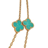 Van Cleef & Arpels Vintage Alhambra 20 Motif Long Necklace Amazonite 18K Yellow Gold - Thumbnail View 4