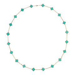 Van Cleef & Arpels Vintage Alhambra 20 Motif Long Necklace Amazonite 18K Yellow Gold