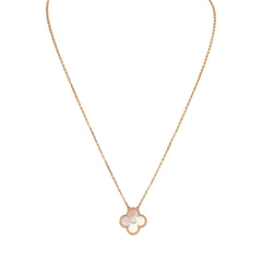 Van Cleef & Arpels 2025 Holiday Vintage Alhambra Pendant Necklace Pink Mother Of Pearl 18K Rose Gold & Diamonds