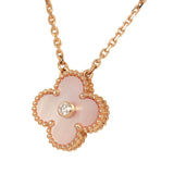 Van Cleef & Arpels 2025 Holiday Vintage Alhambra Pendant Necklace Pink Mother Of Pearl 18K Rose Gold & Diamonds - Thumbnail View 5