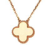 Van Cleef & Arpels 2025 Holiday Vintage Alhambra Pendant Necklace Pink Mother Of Pearl 18K Rose Gold & Diamonds - Thumbnail View 4