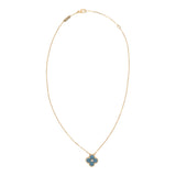 Van Cleef & Arpels 2026 Holiday Vintage Alhambra Pendant Necklace Blue Grey Sevres Porcelain 18K Yellow Gold & Diamonds - Thumbnail View 5