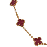 Van Cleef & Arpels Vintage Alhambra 10 Motif Necklace Pink Enamel 18K Yellow Gold - Thumbnail View 3