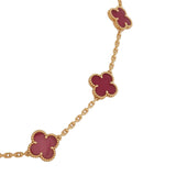 Van Cleef & Arpels Vintage Alhambra 10 Motif Necklace Pink Enamel 18K Yellow Gold - Thumbnail View 4
