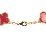 Van Cleef & Arpels Vintage Alhambra 10 Motif Necklace Pink Enamel 18K Yellow Gold - Thumbnail View 5
