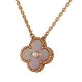 Pre-owned Van Cleef & Arpels 2025 Holiday Vintage Alhambra Pendant Necklace Pink Mother Of Pearl 18K Rose Gold & Diamonds - Thumbnail View 5