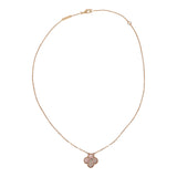 Pre-owned Van Cleef & Arpels 2025 Holiday Vintage Alhambra Pendant Necklace Pink Mother Of Pearl 18K Rose Gold & Diamonds - Thumbnail View 6