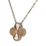Pre-owned Van Cleef & Arpels 2024 Holiday Vintage Alhambra Pendant Necklace Rose Gold Guilloche 18K White Gold, Diamonds - Thumbnail View 5