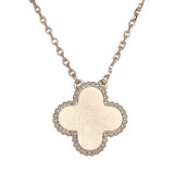 Pre-owned Van Cleef & Arpels 2024 Holiday Vintage Alhambra Pendant Necklace Rose Gold Guilloche 18K White Gold, Diamonds - Thumbnail View 4