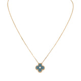 Van Cleef & Arpels 2026 Holiday Vintage Alhambra Pendant Necklace Blue Grey Sevres Porcelain 18K Yellow Gold & Diamonds - Thumbnail View 1