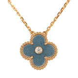 Van Cleef & Arpels 2026 Holiday Vintage Alhambra Pendant Necklace Blue Grey Sevres Porcelain 18K Yellow Gold & Diamonds - Thumbnail View 2