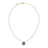 Van Cleef & Arpels 2026 Holiday Vintage Alhambra Pendant Necklace Blue Grey Sevres Porcelain 18K Yellow Gold & Diamonds - Thumbnail View 6