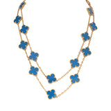 Pre-owned Van Cleef & Arpels Vintage Alhambra 20 Motif Long Necklace Bleu Agate 18K Yellow Gold - Thumbnail View 1