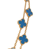 Pre-owned Van Cleef & Arpels Vintage Alhambra 20 Motif Long Necklace Bleu Agate 18K Yellow Gold - Thumbnail View 4