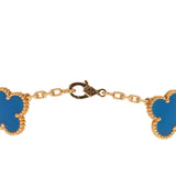 Pre-owned Van Cleef & Arpels Vintage Alhambra 20 Motif Long Necklace Bleu Agate 18K Yellow Gold - Thumbnail View 5