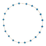Pre-owned Van Cleef & Arpels Vintage Alhambra 20 Motif Long Necklace Bleu Agate 18K Yellow Gold - Thumbnail View 2