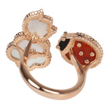 Van Cleef & Arpels Lucky Spring Between the Finger Ring Carnelian, Mother of Pearl & Onyx 18K Rose Gold