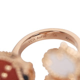 Van Cleef & Arpels Lucky Spring Between the Finger Ring Carnelian, Mother of Pearl & Onyx 18K Rose Gold