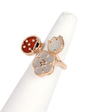 Van Cleef & Arpels Lucky Spring Between the Finger Ring Carnelian, Mother of Pearl & Onyx 18K Rose Gold