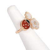 Van Cleef & Arpels Lucky Spring Between the Finger Ring Carnelian, Mother of Pearl & Onyx 18K Rose Gold