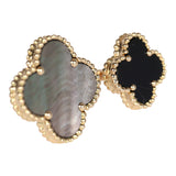 Van Cleef & Arpels Magic Alhambra Between The Finger Ring Mother of Pearl & Onyx 18K Yellow Gold Hardware