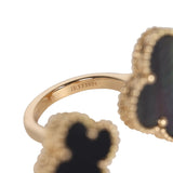 Van Cleef & Arpels Magic Alhambra Between The Finger Ring Mother of Pearl & Onyx 18K Yellow Gold Hardware