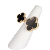 Van Cleef & Arpels Magic Alhambra Between The Finger Ring Mother of Pearl & Onyx 18K Yellow Gold Hardware