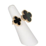 Van Cleef & Arpels Magic Alhambra Between The Finger Ring Mother of Pearl & Onyx 18K Yellow Gold Hardware