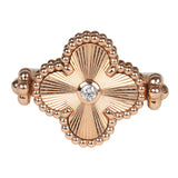 Van Cleef & Arpels Vintage Alhambra Reversible Ring Carnelian and Diamonds 18K Guilloché Rose Gold Hardware