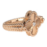 Van Cleef & Arpels Vintage Alhambra Reversible Ring Carnelian and Diamonds 18K Guilloché Rose Gold Hardware