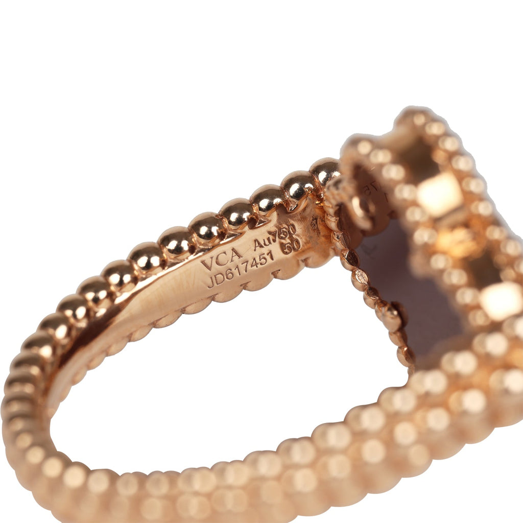 Van Cleef & Arpels Vintage Alhambra Reversible Ring Carnelian and Diam