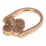 Van Cleef & Arpels Vintage Alhambra Reversible Ring Carnelian and Diamonds 18K Guilloché Rose Gold Hardware