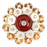 Van Cleef & Arpels Bouton D’or Ring Carnelian, Mother Of Pearl 18K Rose Gold Hardware & Diamonds