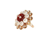 Van Cleef & Arpels Bouton D’or Ring Carnelian, Mother Of Pearl 18K Rose Gold Hardware & Diamonds