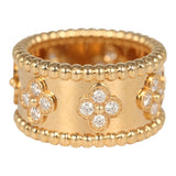 Pre-owned Van Cleef & Arpels Medium Perlee Diamond Ring 18K Yellow Gold Hardware & Diamonds