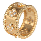 Pre-owned Van Cleef & Arpels Medium Perlee Diamond Ring 18K Yellow Gold Hardware & Diamonds
