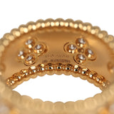 Pre-owned Van Cleef & Arpels Medium Perlee Diamond Ring 18K Yellow Gold Hardware & Diamonds