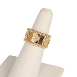 Pre-owned Van Cleef & Arpels Medium Perlee Diamond Ring 18K Yellow Gold Hardware & Diamonds